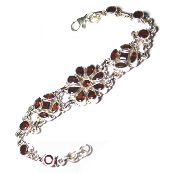 Top design red Garnet 925 sterling silver bracelet for women